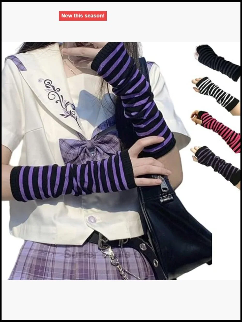Kawaii Knitted Fingerless Arm Warmers Y2K Goth Gloves